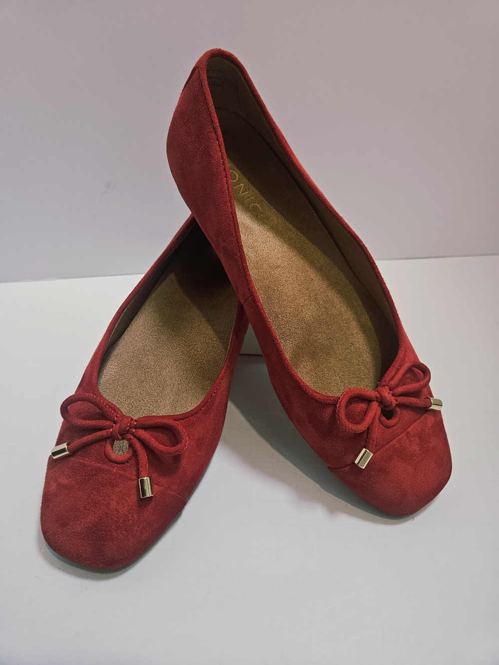 Vionic Klara Cherry Tomato Red Suede Leather Flats Size 7 - Orthopedic Support - Picture 2 of 16